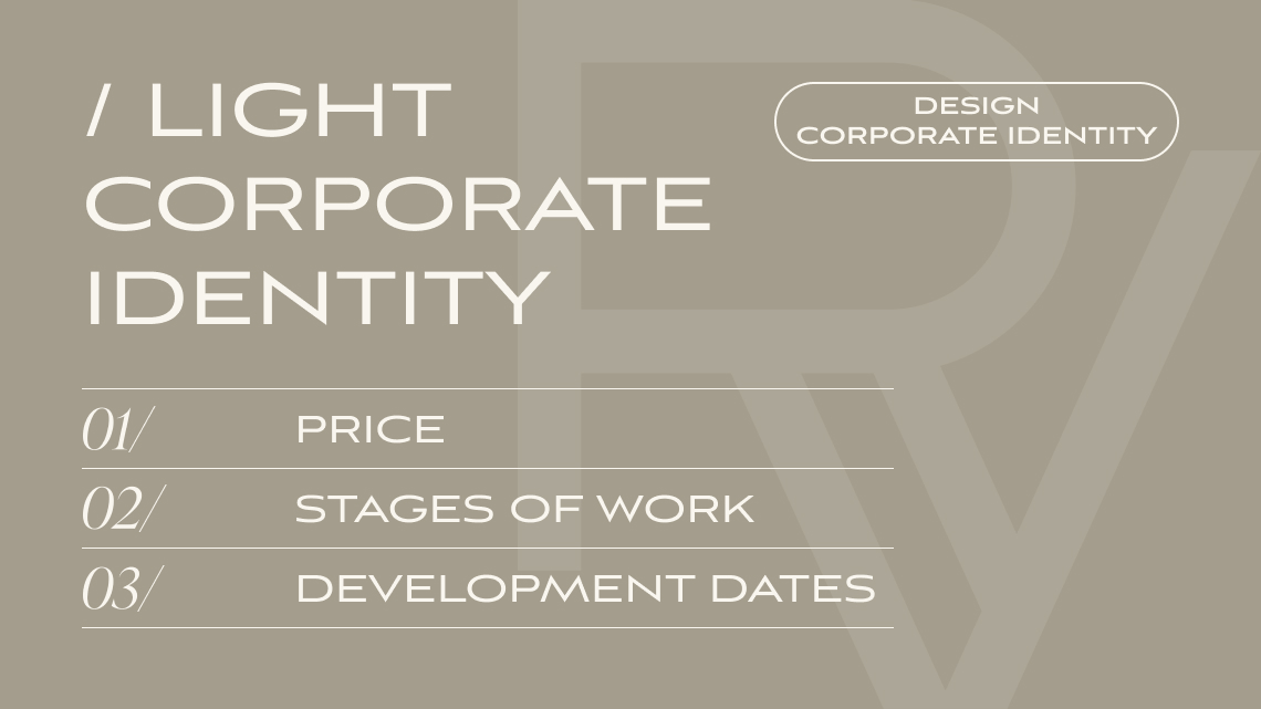 BRAND IDENTITY DEVELOPMENT, «LIGHT BRAND IDENTITY» PACKAGE | V.RICH STUDIO