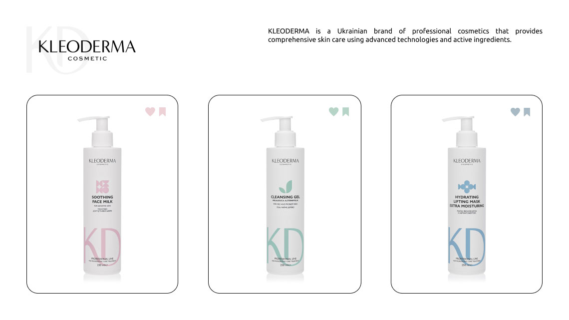 Design overview for the brand Kleoderma