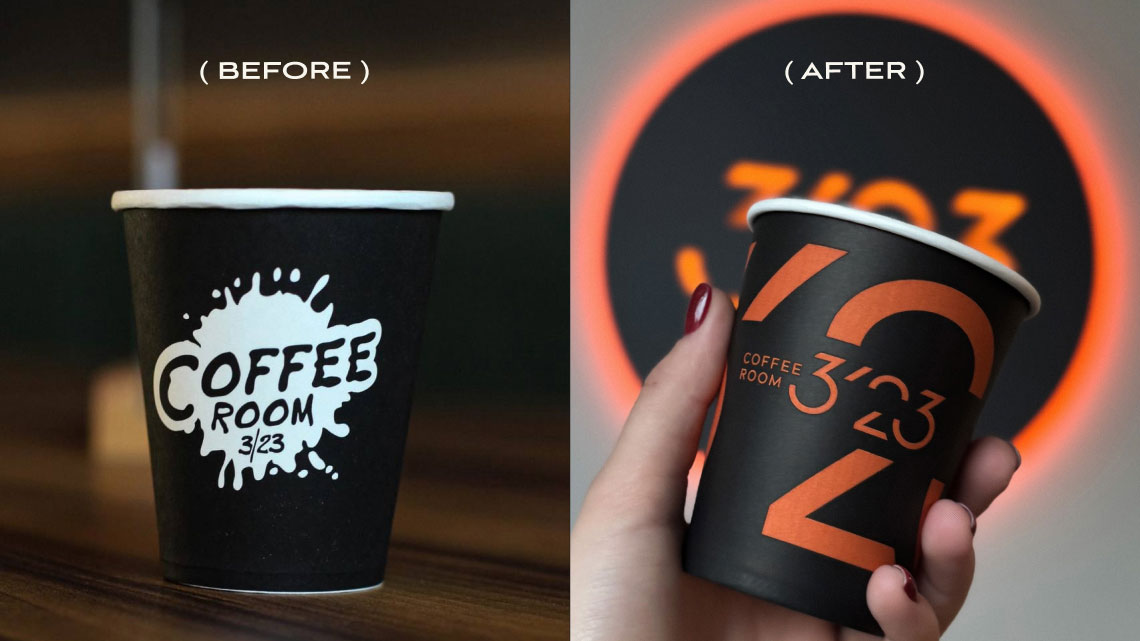 Design overview for the brand Coffee Room 3/23 (Rebranding)